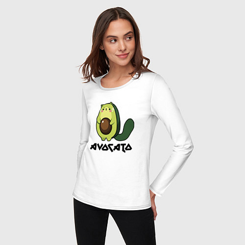 Женский лонгслив Avocado - AvoCATo - Joke / Белый – фото 3