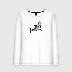 Лонгслив хлопковый женский Удивлённая акула, цвет: белый