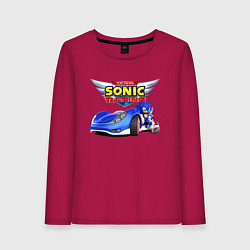 Лонгслив хлопковый женский Team Sonic racing - hedgehog, цвет: маджента
