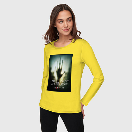 Женский лонгслив X Files - believe / Желтый – фото 3