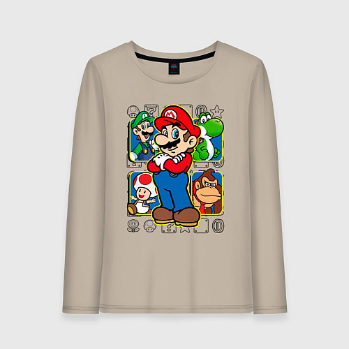 Женский лонгслив Супер Марио / Миндальный – фото 1