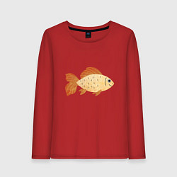 Лонгслив хлопковый женский Рыбка Золотая, цвет: красный
