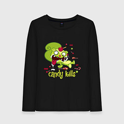 Лонгслив хлопковый женский Nutty - candy kills, цвет: черный