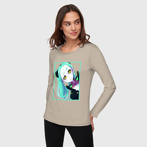 Женский лонгслив Ребекка из киберпанка - нетраннер / Миндальный – фото 3