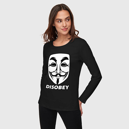 Женский лонгслив Guy Fawkes - disobey / Черный – фото 3