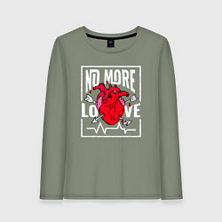 Лонгслив хлопковый женский Больше никакой любви в сердце, цвет: авокадо