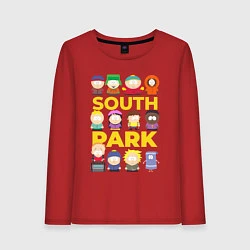 Лонгслив хлопковый женский Южный парк персонажи, цвет: красный