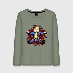 Лонгслив хлопковый женский Vault boy caps, цвет: авокадо