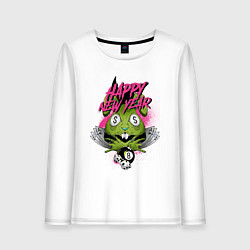 Лонгслив хлопковый женский Green rabbit Happy new year, цвет: белый