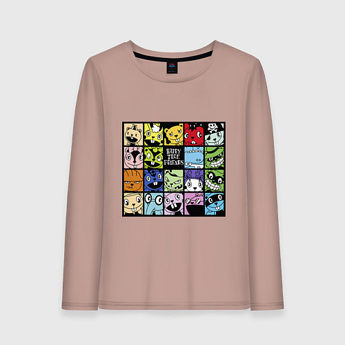 Женский лонгслив All happy three friends / Пыльно-розовый – фото 1