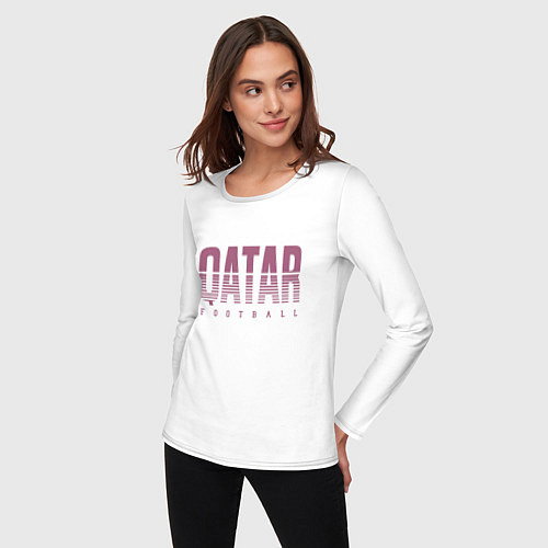 Женский лонгслив Qatar - football / Белый – фото 3