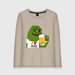Лонгслив хлопковый женский Drink Pepe, цвет: миндальный
