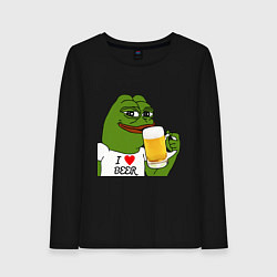 Лонгслив хлопковый женский Drink Pepe, цвет: черный