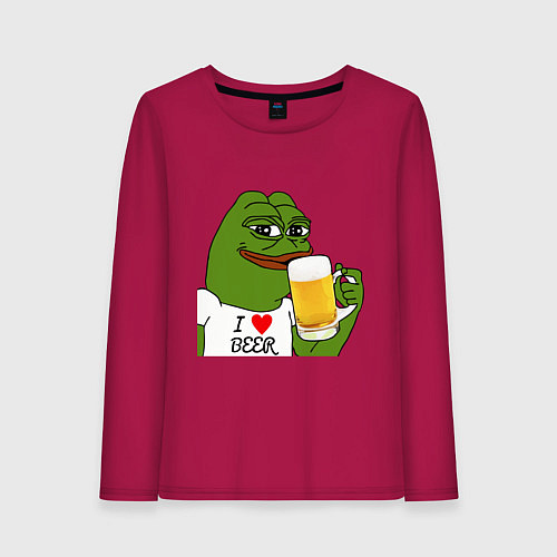 Женский лонгслив Drink Pepe / Маджента – фото 1