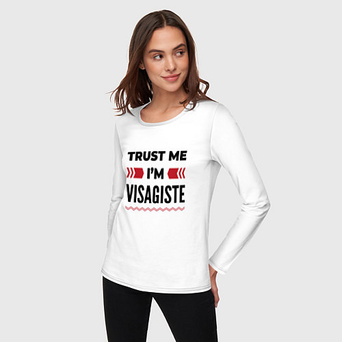 Женский лонгслив Trust me - Im visagiste / Белый – фото 3