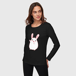 Лонгслив хлопковый женский Круглый кролик, цвет: черный — фото 2