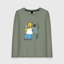 Женский лонгслив Drunk Homer and Bender