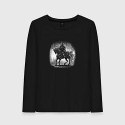 Лонгслив хлопковый женский Воин на коне, цвет: черный