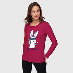 Лонгслив хлопковый женский Gym bunny, цвет: маджента — фото 2