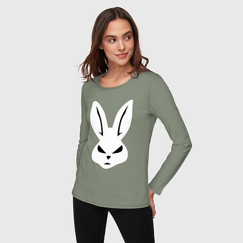 Женский лонгслив Evil bunny head / Авокадо – фото 3