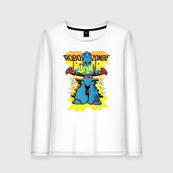 Лонгслив хлопковый женский Робот зомби, цвет: белый