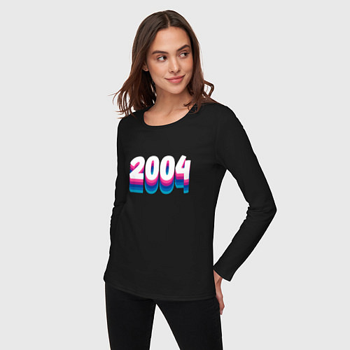 Женский лонгслив Made in 2004 vintage art / Черный – фото 3