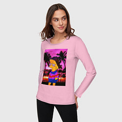 Лонгслив хлопковый женский Лиза на фоне заката, цвет: светло-розовый — фото 2