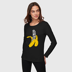 Лонгслив хлопковый женский Заводной банан, цвет: черный — фото 2