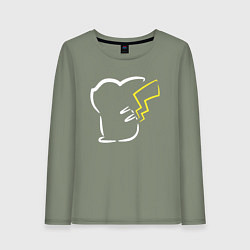 Лонгслив хлопковый женский Пикачу минимализм, цвет: авокадо