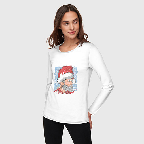 Женский лонгслив Claus christmas / Белый – фото 3