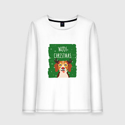 Лонгслив хлопковый женский Woof christmas, цвет: белый