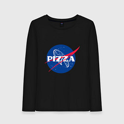 Лонгслив хлопковый женский Nasa - pizza, цвет: черный