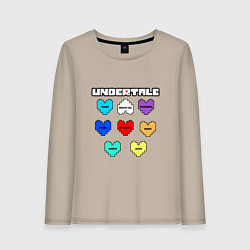 Лонгслив хлопковый женский Undertale - души 8 людей, цвет: миндальный