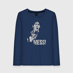 Лонгслив хлопковый женский Leo Messi scream, цвет: тёмно-синий