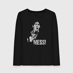 Лонгслив хлопковый женский Leo Messi scream, цвет: черный