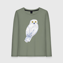 Лонгслив хлопковый женский Белая полярная сова, цвет: авокадо