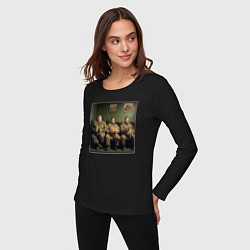 Лонгслив хлопковый женский Картина - диванные войска, цвет: черный — фото 2