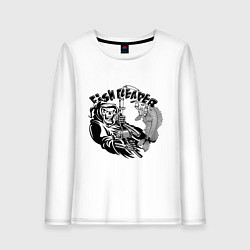 Лонгслив хлопковый женский Fish reaper, цвет: белый