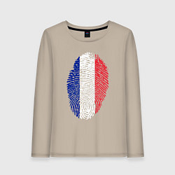 Лонгслив хлопковый женский Отпечаток Франции, цвет: миндальный