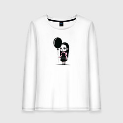 Лонгслив хлопковый женский Мрачная девочка, цвет: белый