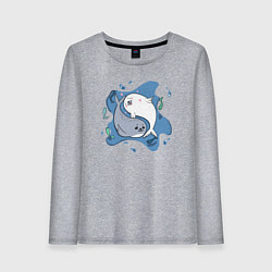 Лонгслив хлопковый женский Пара тюленей, цвет: меланж