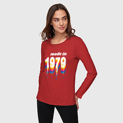 Лонгслив хлопковый женский Made in 1979 liquid art, цвет: красный — фото 2