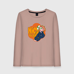 Лонгслив хлопковый женский Haikyuu - Хината принимает, цвет: пыльно-розовый