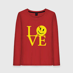 Лонгслив хлопковый женский Smile love, цвет: красный