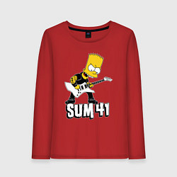 Лонгслив хлопковый женский Sum41 Барт Симпсон рокер, цвет: красный