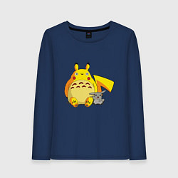 Лонгслив хлопковый женский Pika Totoro, цвет: тёмно-синий