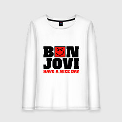 Лонгслив хлопковый женский Bon Jovi band, цвет: белый