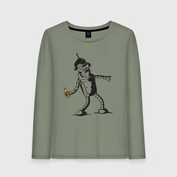 Лонгслив хлопковый женский Бендер граффити, цвет: авокадо