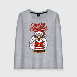 Лонгслив хлопковый женский Christmas Mario, цвет: меланж
