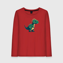 Лонгслив хлопковый женский Динозаврик пиксельный, цвет: красный